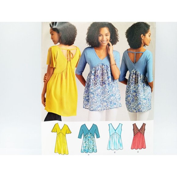 Simplicity Sewing Pattern D0664 Knit Woven Fabric Top V-Shape Front Back XXS-XXL - Picture 3 of 4